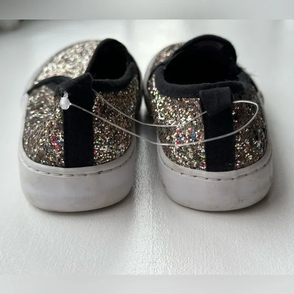 Cat & Jack Silver Glitter Slip On Sneaker size 2 - Picture 5 of 8